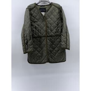 STELLA NOVA Women's Olive Green Button-Up Long Sleeve Quilted Jacket SZ L